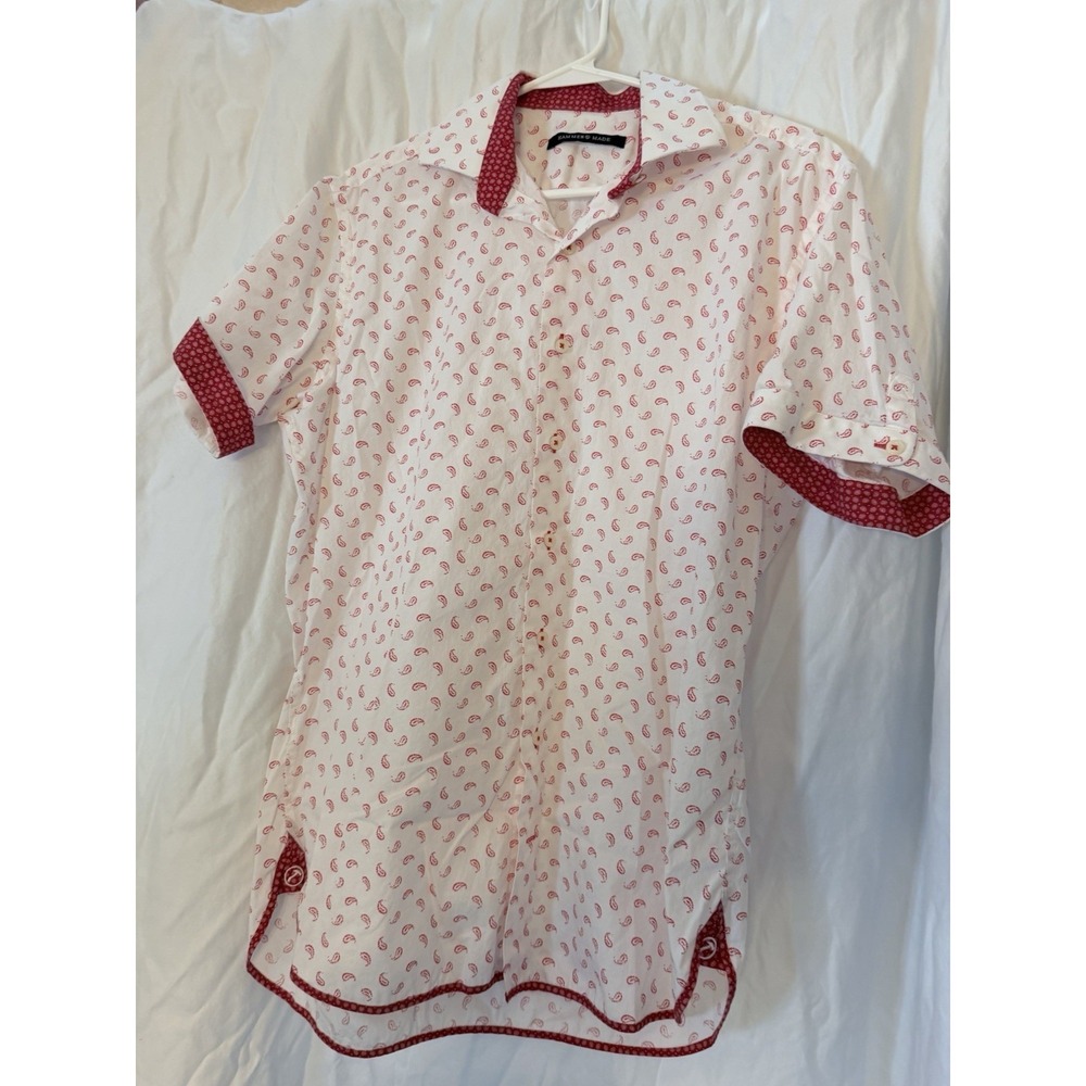 Hammer Made Short Sleeve Button Down Red Paisley Medium